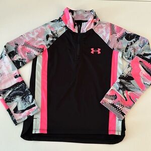 EUC Girls Under Armour Sz 6 1/4 Zip Long Sleeve Pullover